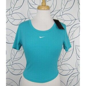 NIKE Chill Knit Scoop Back Short Sleeve Rib Top Size S Thunder Blue New!